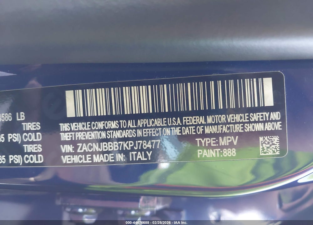 2019 JEEP RENEGADE LATITUDE 4X4 VIN: ZACNJBBB7KPJ78477