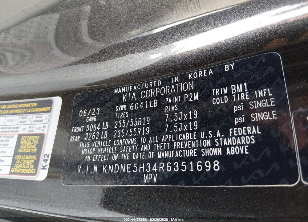 2024 KIA CARNIVAL MPV SX PRESTIGE VIN: KNDNE5H34R6351698