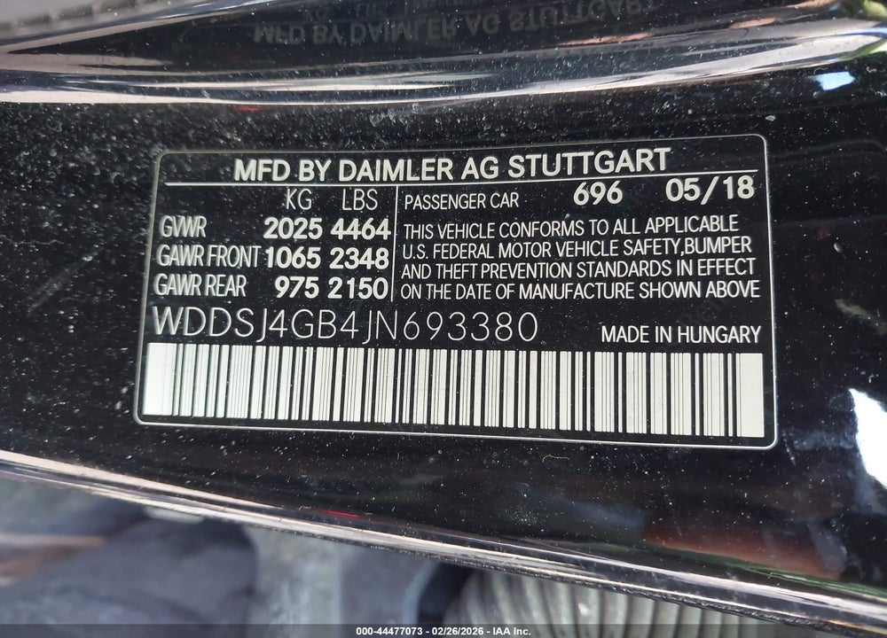 2018 MERCEDES-BENZ CLA 250 4MATIC VIN: WDDSJ4GB4JN693380