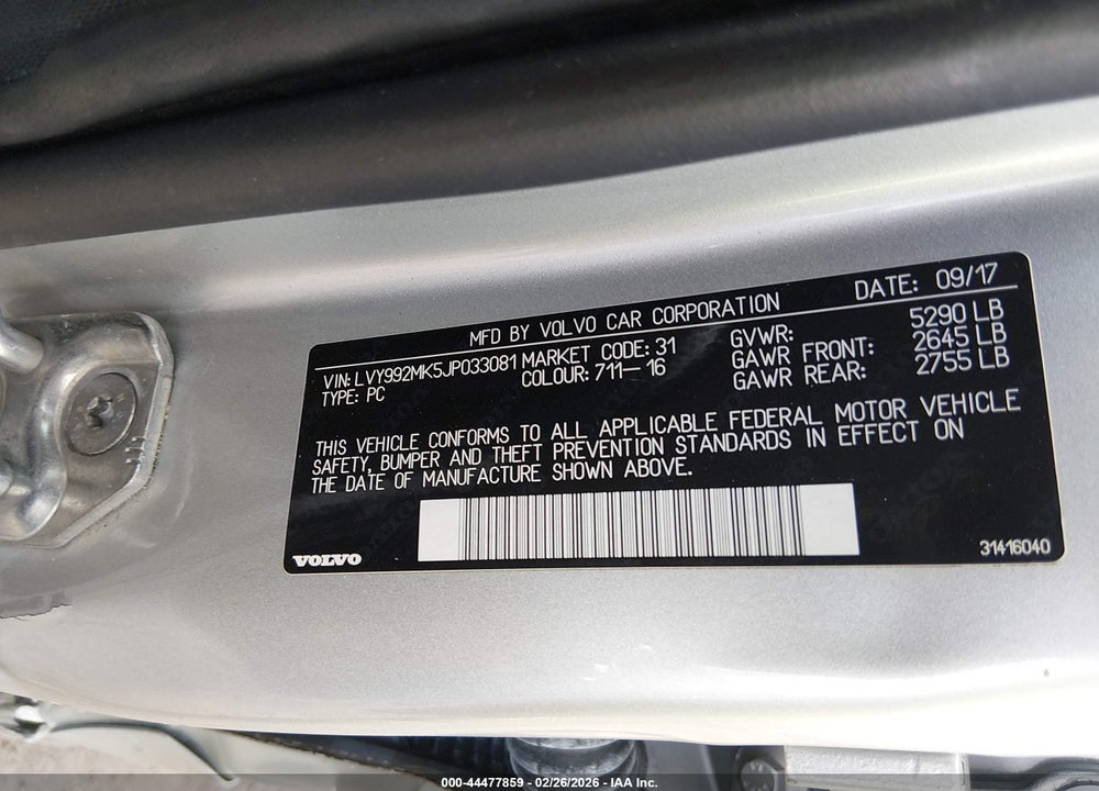 2018 VOLVO S90 T6 MOMENTUM VIN: LVY992MK5JP033081