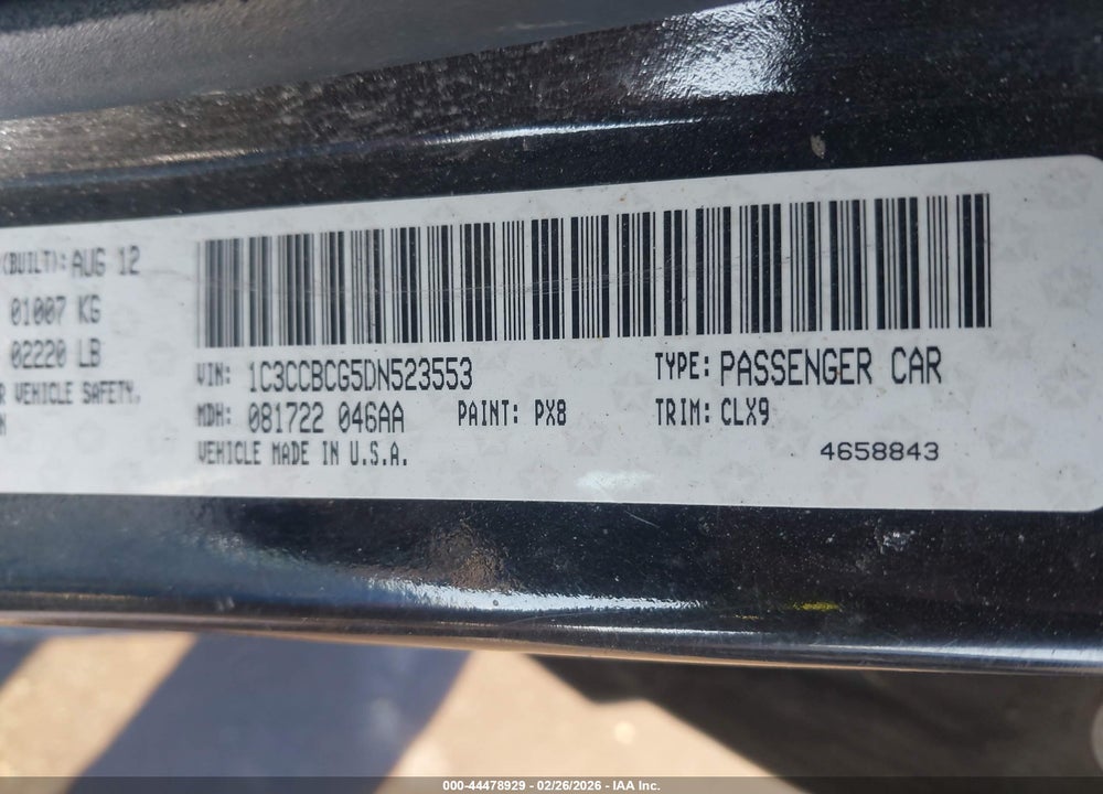 2013 CHRYSLER 200 LIMITED VIN: 1C3CCBCG5DN523553