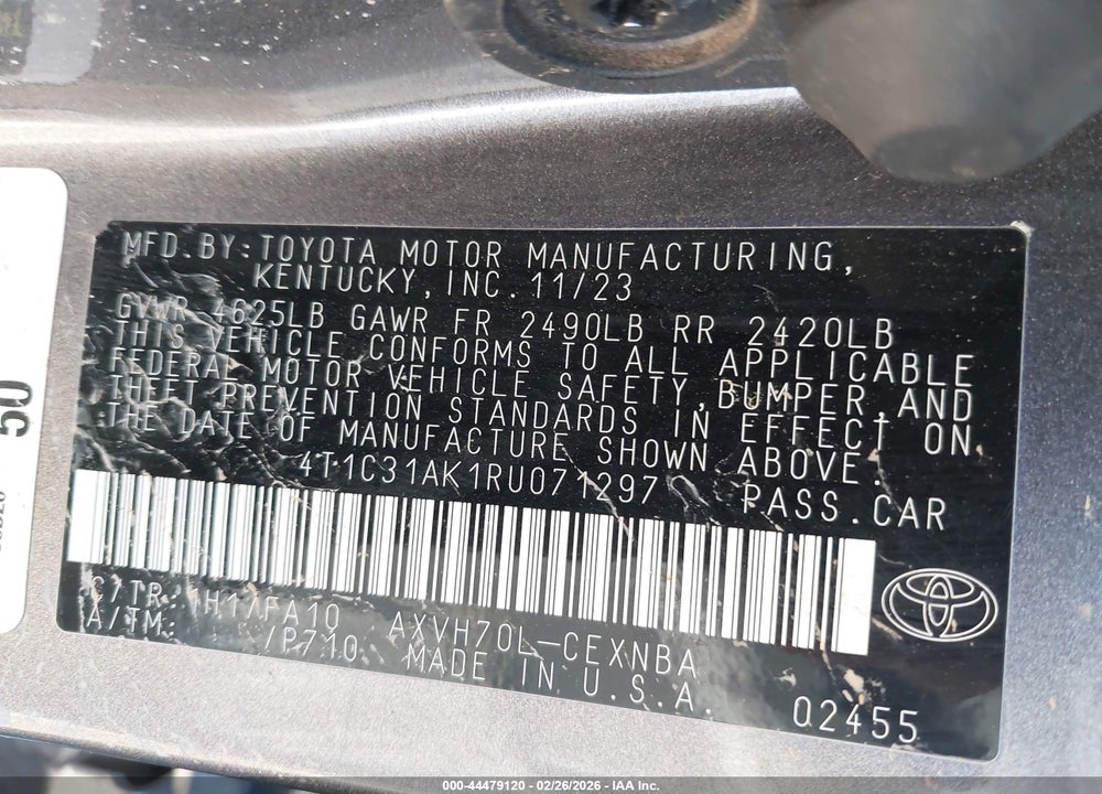 2024 TOYOTA CAMRY HYBRID LE VIN: 4T1C31AK1RU071297
