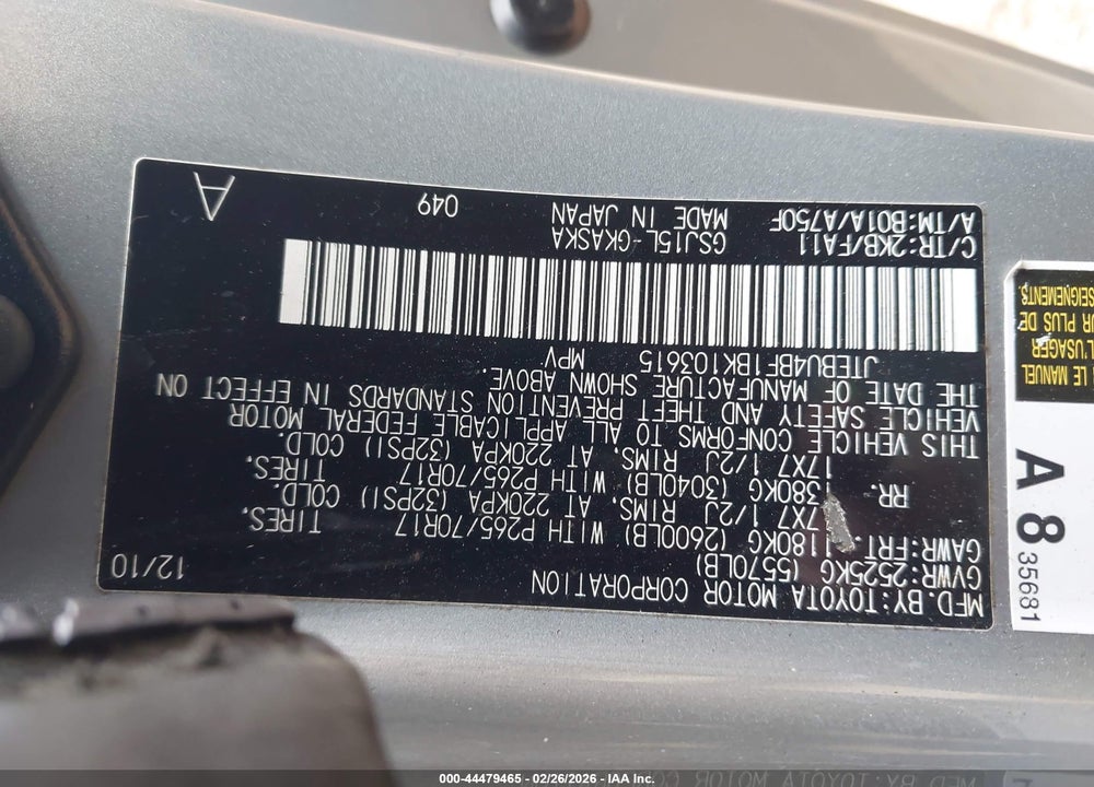 2011 TOYOTA FJ CRUISER VIN: JTEBU4BF1BK103615