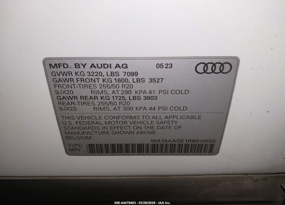 2024 AUDI Q8 E-TRON VIN: WA15AAGE1RB019565