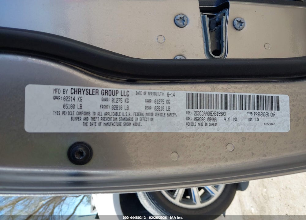 2014 CHRYSLER 300 VIN: 2C3CCAAG8EH315903