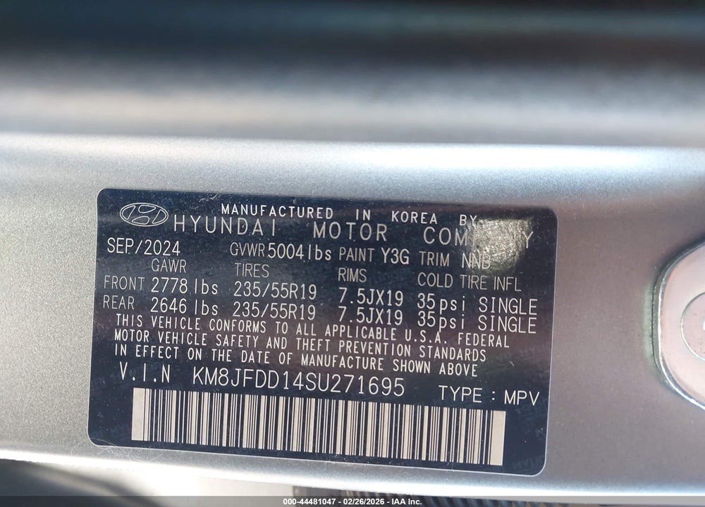 2025 HYUNDAI TUCSON HYBRID N LINE VIN: KM8JFDD14SU271695