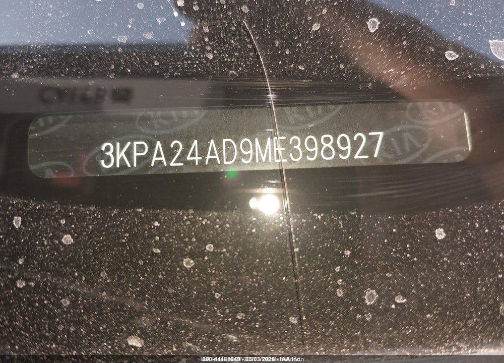 2021 KIA RIO VIN: 3KPA24AD9ME398927