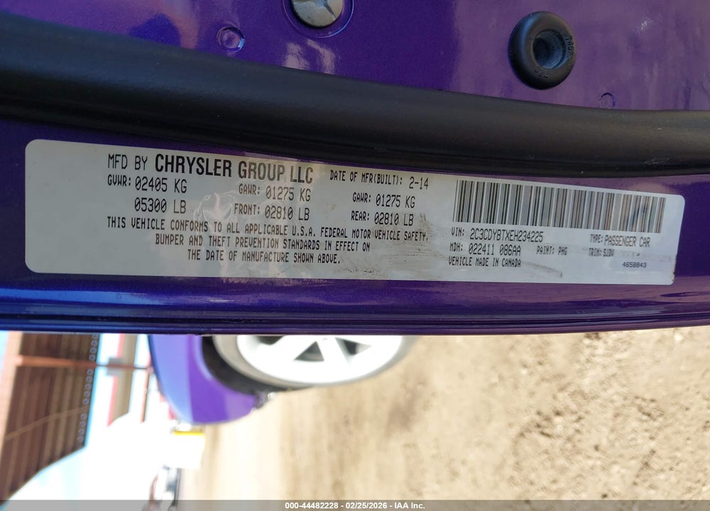2014 DODGE CHALLENGER SHAKER PKG VIN: 2C3CDYBTXEH234225