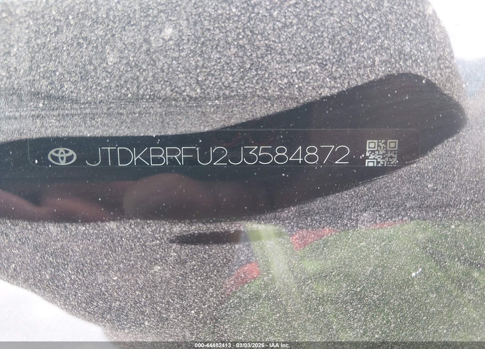 2018 TOYOTA PRIUS TWO VIN: JTDKBRFU2J3584872