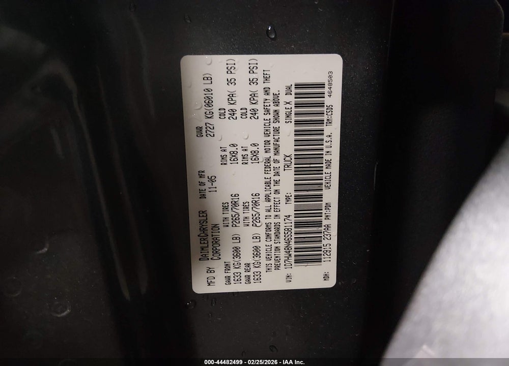 2006 DODGE DAKOTA SLT VIN: 1D7HW48N46S581174