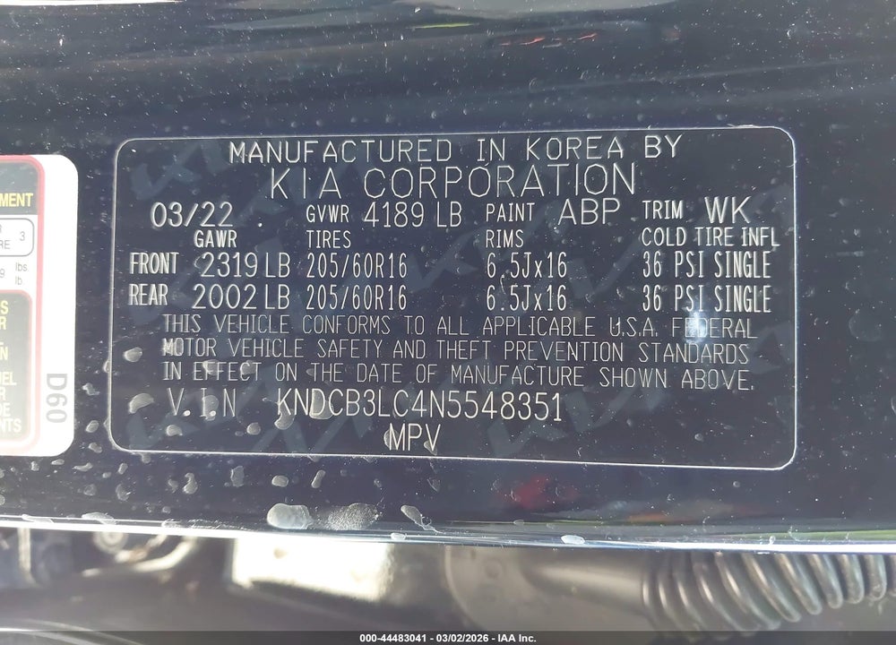 2022 KIA NIRO LXS VIN: KNDCB3LC4N5548351