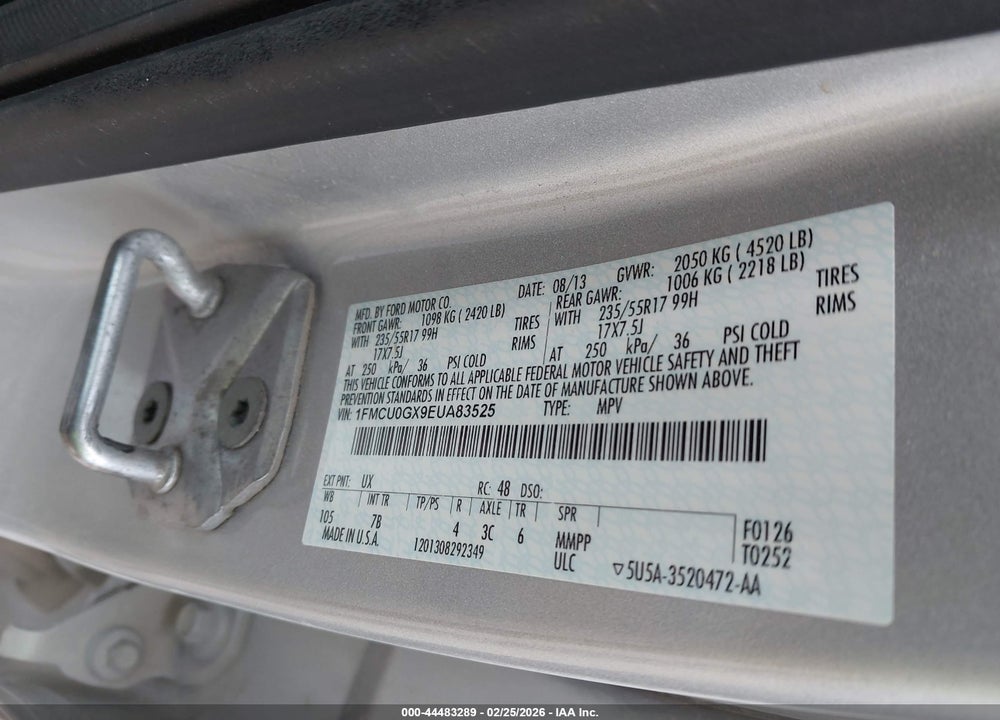 2014 FORD ESCAPE SE VIN: 1FMCU0GX9EUA83525
