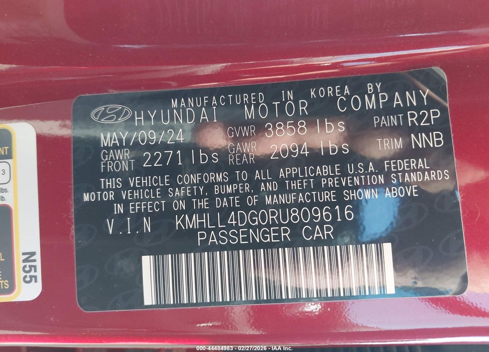 2024 HYUNDAI ELANTRA SE VIN: KMHLL4DG0RU809616