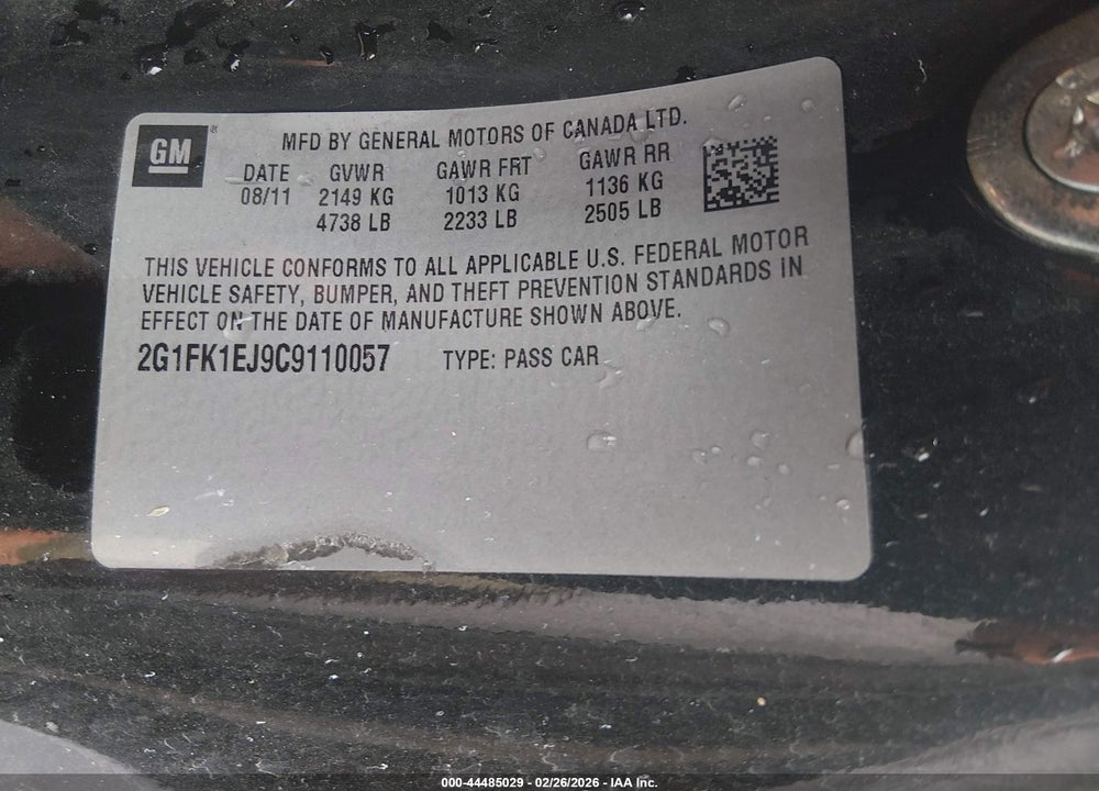 2012 CHEVROLET CAMARO 2SS VIN: 2G1FK1EJ9C9110057