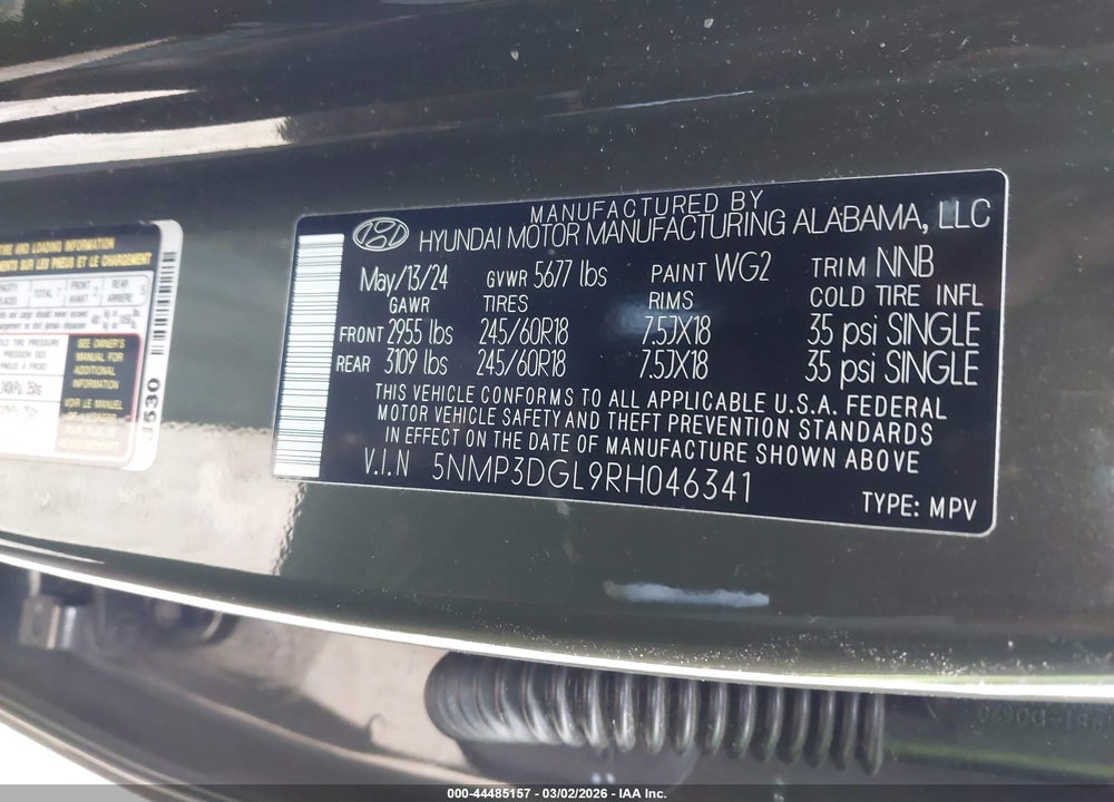 2024 HYUNDAI SANTA FE XRT VIN: 5NMP3DGL9RH046341