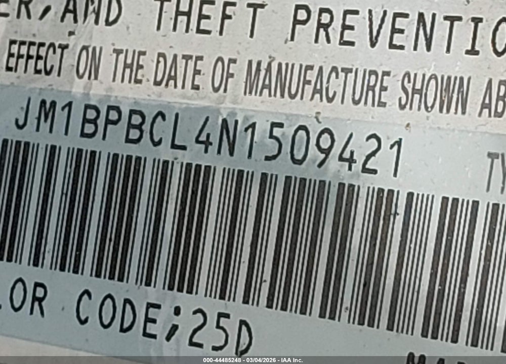 2022 MAZDA 3 PREFERRED VIN: JM1BPBCL4N1509421