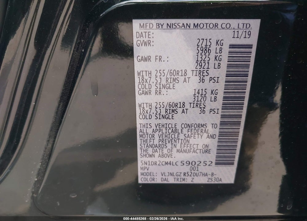 2020 NISSAN PATHFINDER SL 4WD VIN: 5N1DR2CM4LC590252