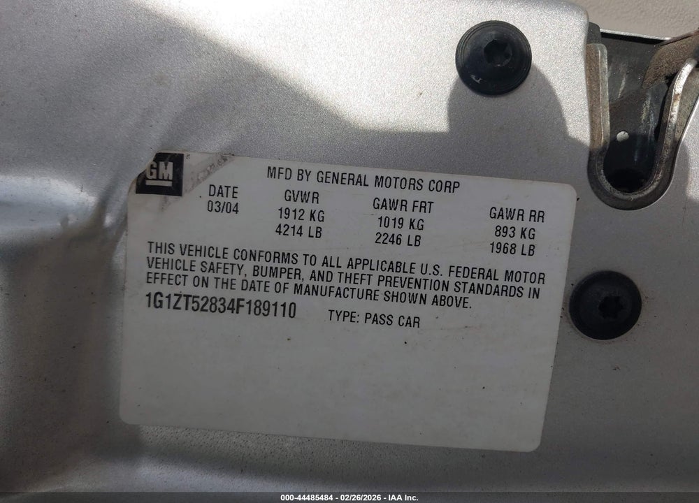2004 CHEVROLET MALIBU LS VIN: 1G1ZT52834F189110