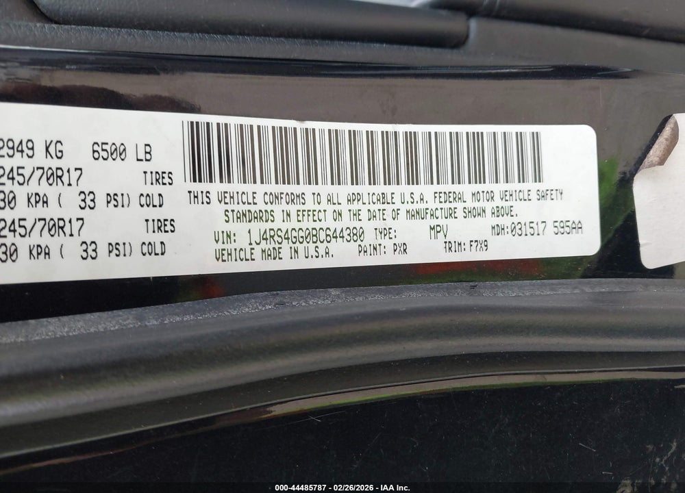 2011 JEEP GRAND CHEROKEE LAREDO VIN: 1J4RS4GG0BC644380