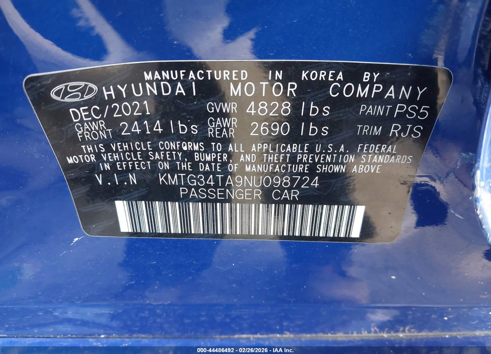 2022 GENESIS G70 2.0T AWD VIN: KMTG34TA9NU098724