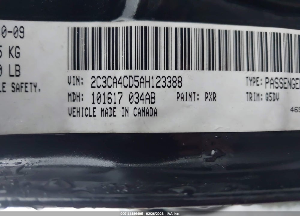 2010 CHRYSLER 300 TOURING VIN: 2C3CA4CD5AH123388