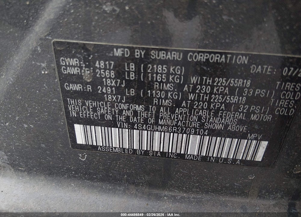 2024 SUBARU CROSSTREK LIMITED VIN: 4S4GUHM66R3709104