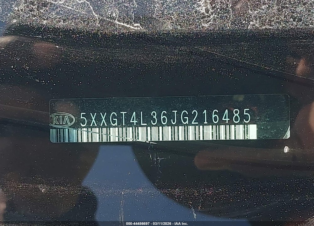 2018 KIA OPTIMA LX VIN: 5XXGT4L36JG216485