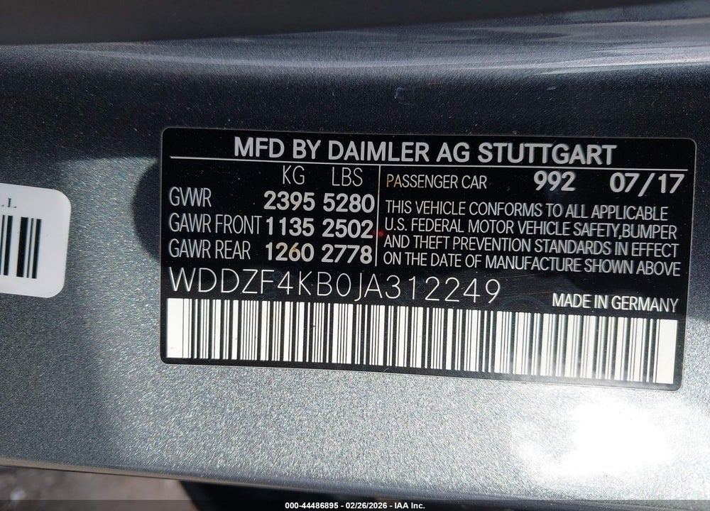2018 MERCEDES-BENZ E 300 4MATIC VIN: WDDZF4KB0JA312249