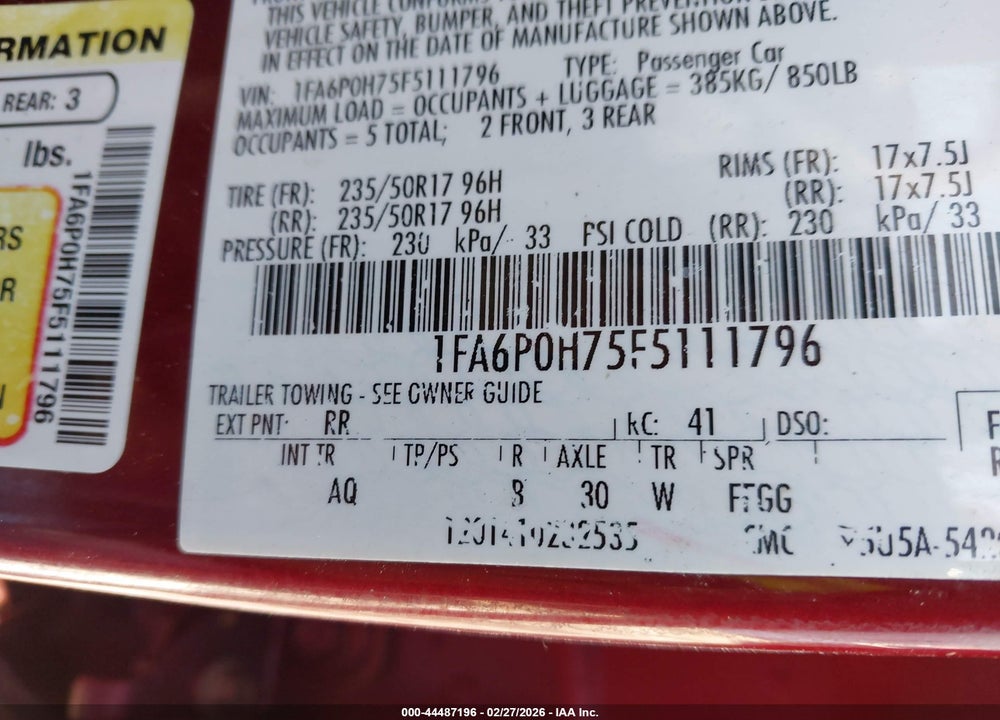 2015 FORD FUSION SE VIN: 1FA6P0H75F5111796