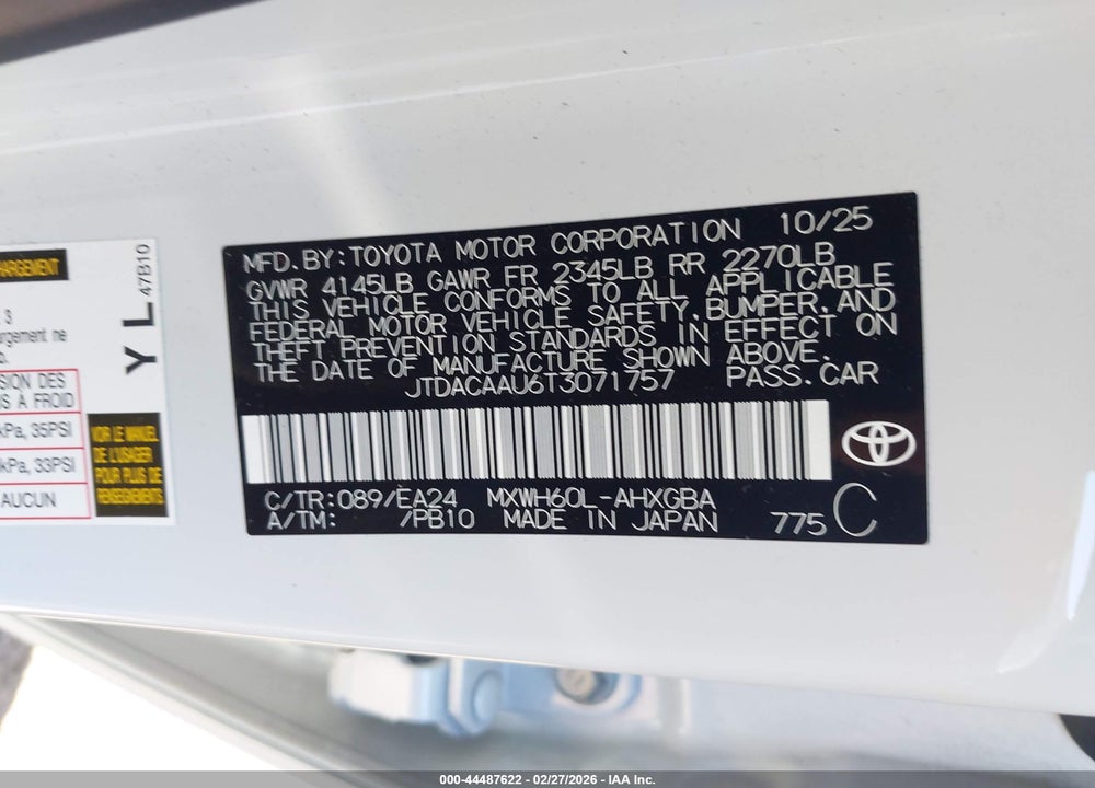 2026 TOYOTA PRIUS NIGHTSHADE VIN: JTDACAAU6T3071757