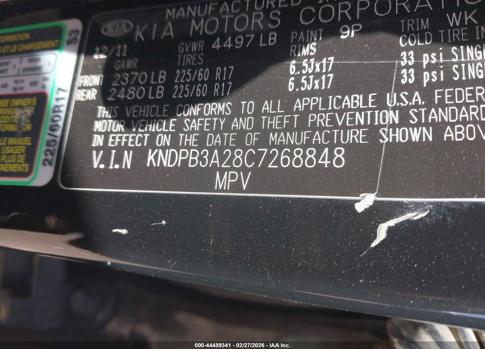 2012 KIA SPORTAGE LX VIN: KNDPB3A28C7268848