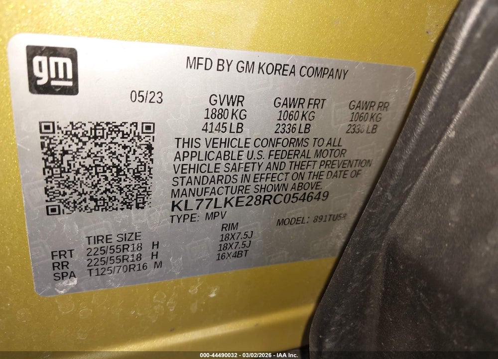 2024 CHEVROLET TRAX FWD ACTIV VIN: KL77LKE28RC054649