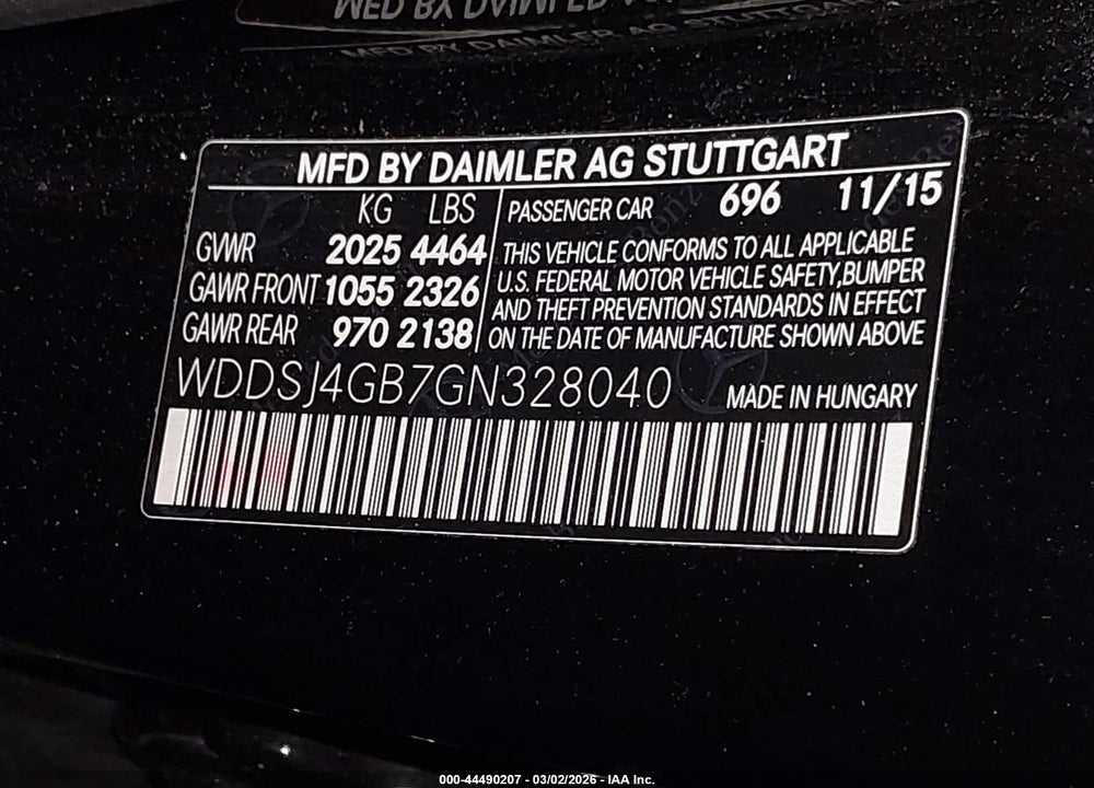 2016 MERCEDES-BENZ CLA 250 4MATIC VIN: WDDSJ4GB7GN328040