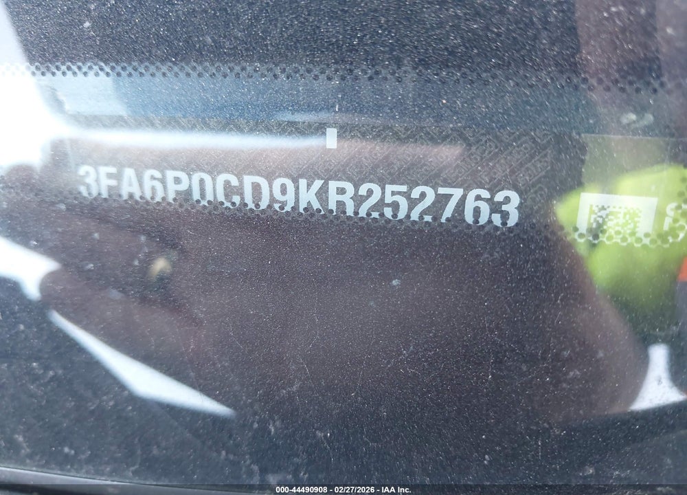 2019 FORD FUSION SEL VIN: 3FA6P0CD9KR252763