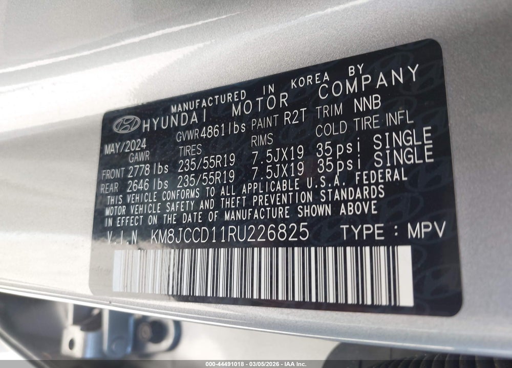 2024 HYUNDAI TUCSON HYBRID SEL CONVENIENCE VIN: KM8JCCD11RU226825