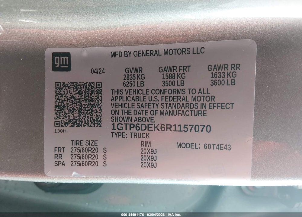 2024 GMC CANYON 4WD AT4 VIN: 1GTP6DEK6R1157070