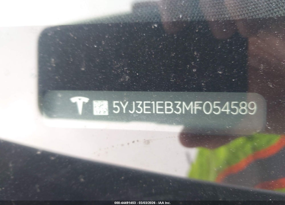 2021 TESLA MODEL 3 LONG RANGE DUAL MOTOR ALL-WHEEL DRIVE VIN: 5YJ3E1EB3MF054589