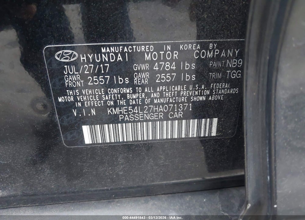 2017 HYUNDAI SONATA PLUG-IN HYBRID LIMITED VIN: KMHE54L27HA071371