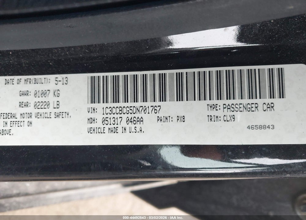 2013 CHRYSLER 200 LIMITED VIN: 1C3CCBCG5DN701767