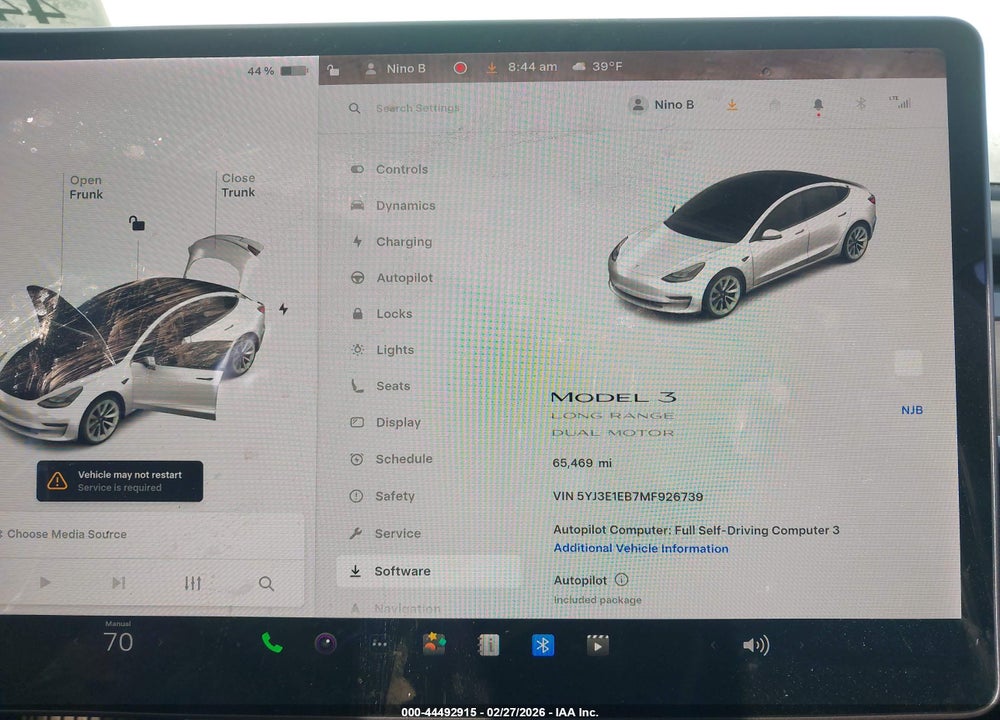 2021 TESLA MODEL 3 LONG RANGE DUAL MOTOR ALL-WHEEL DRIVE VIN: 5YJ3E1EB7MF926739