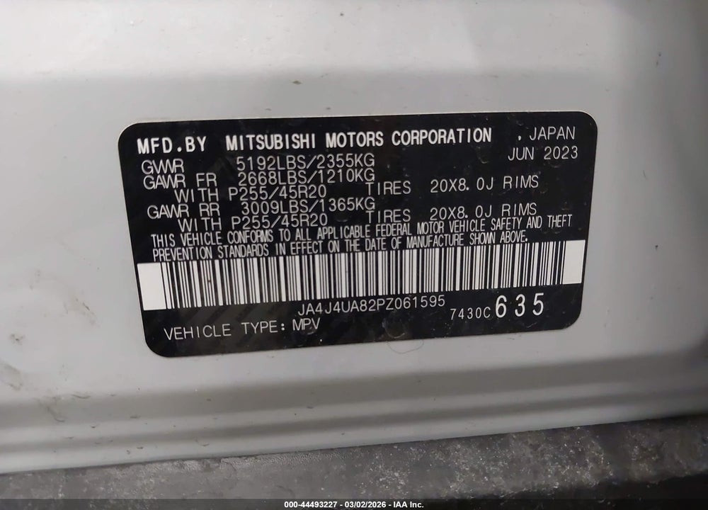 2023 MITSUBISHI OUTLANDER SE 2.5 S-AWC VIN: JA4J4UA82PZ061595