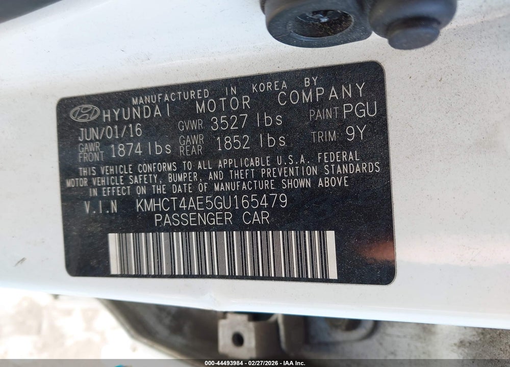 2016 HYUNDAI ACCENT SE VIN: KMHCT4AE5GU165479