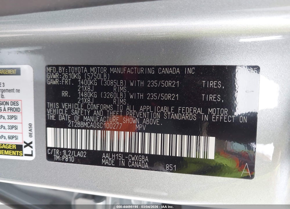 2025 LEXUS RX 350H LUXURY VIN: 2T2BBMCA0SC100277