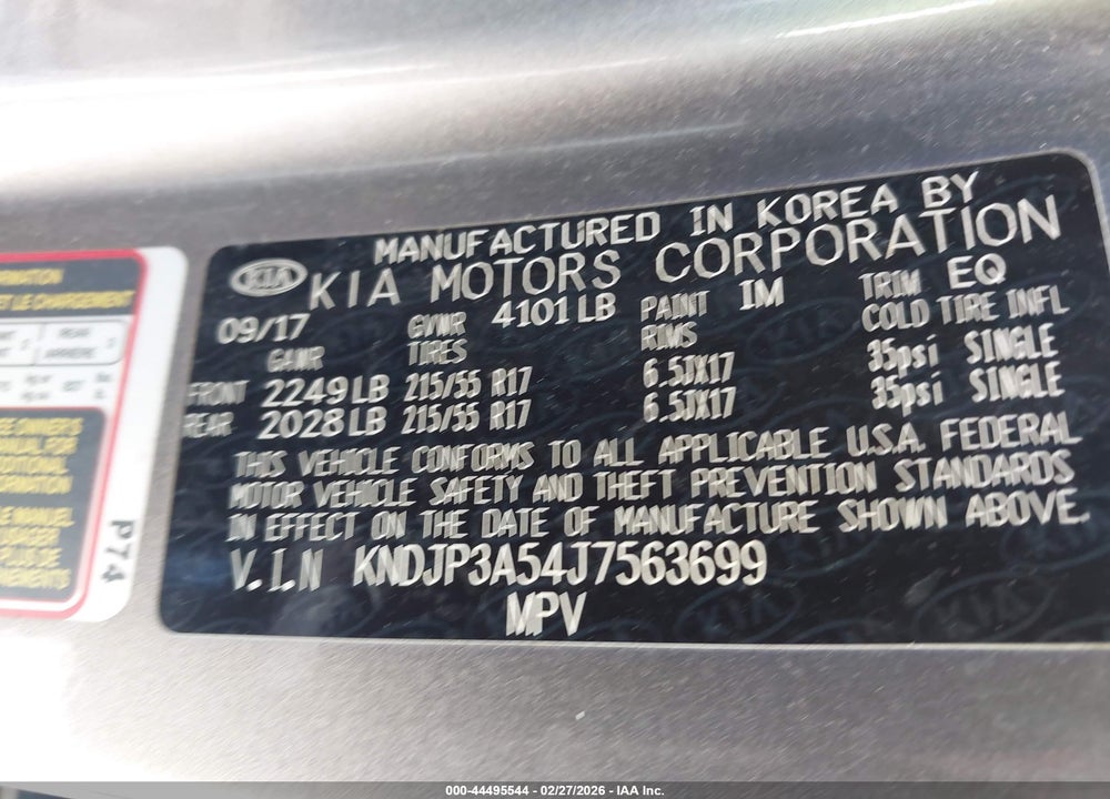 2018 KIA SOUL + VIN: KNDJP3A54J7563699