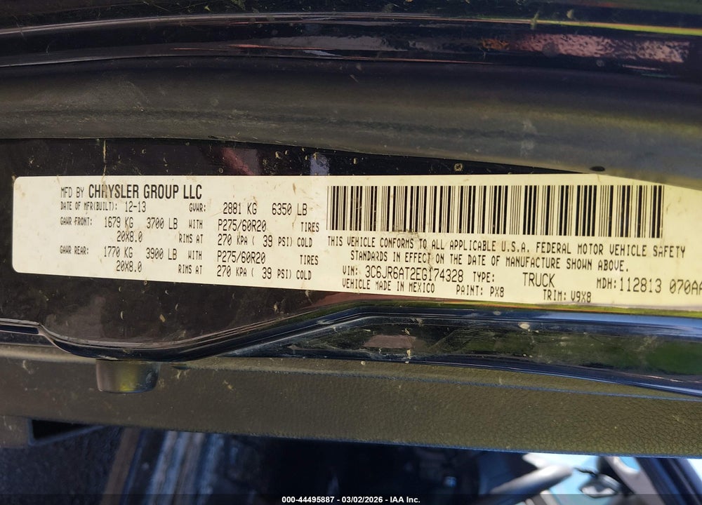2014 RAM 1500 EXPRESS VIN: 3C6JR6AT2EG174328
