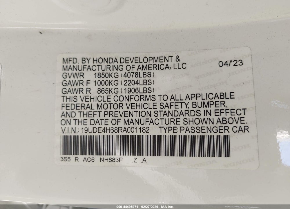 2024 ACURA INTEGRA A-SPEC TECHNOLOGY VIN: 19UDE4H68RA001182