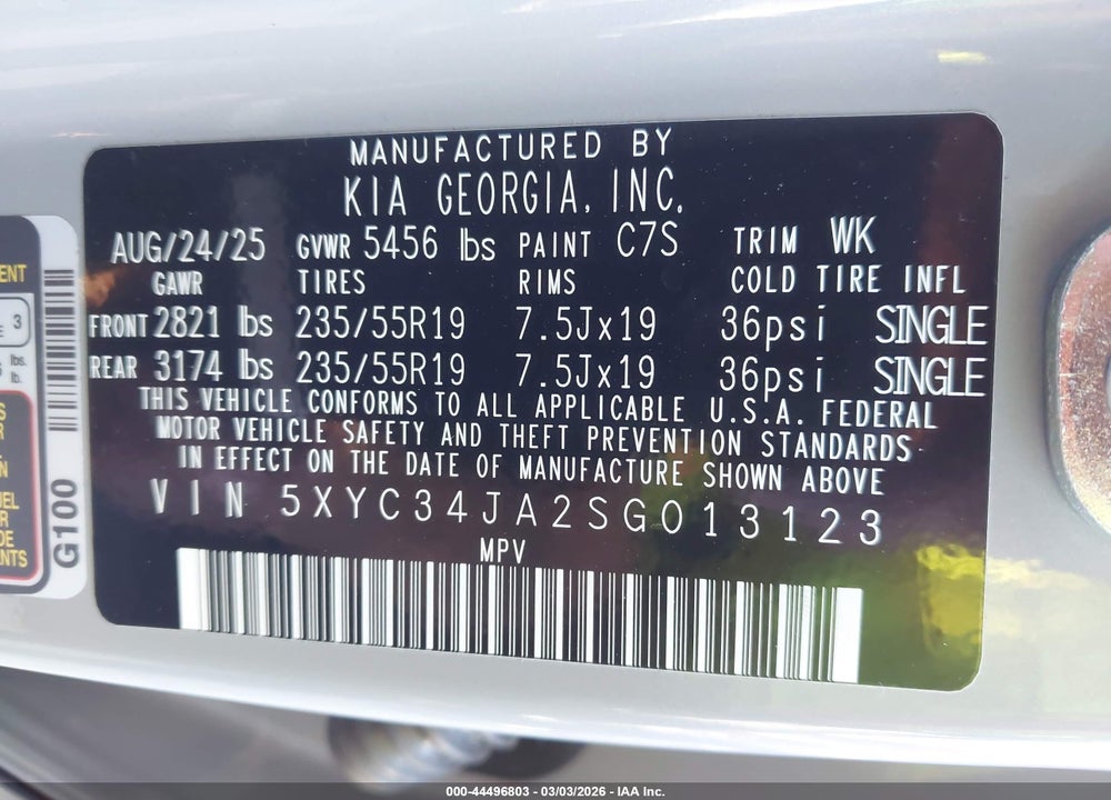 2025 KIA EV6 WIND VIN: 5XYC34JA2SG013123