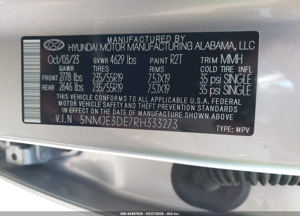2024 HYUNDAI TUCSON LIMITED VIN: 5NMJE3DE7RH333273