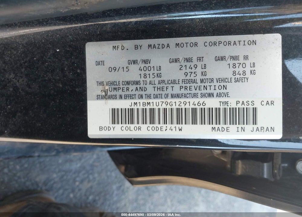2016 MAZDA 3 I SPORT VIN: JM1BM1U79G1291466
