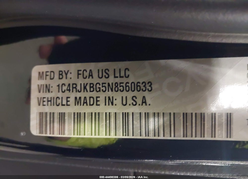 2022 JEEP GRAND CHER VIN: 1C4RJKBG5N8560633